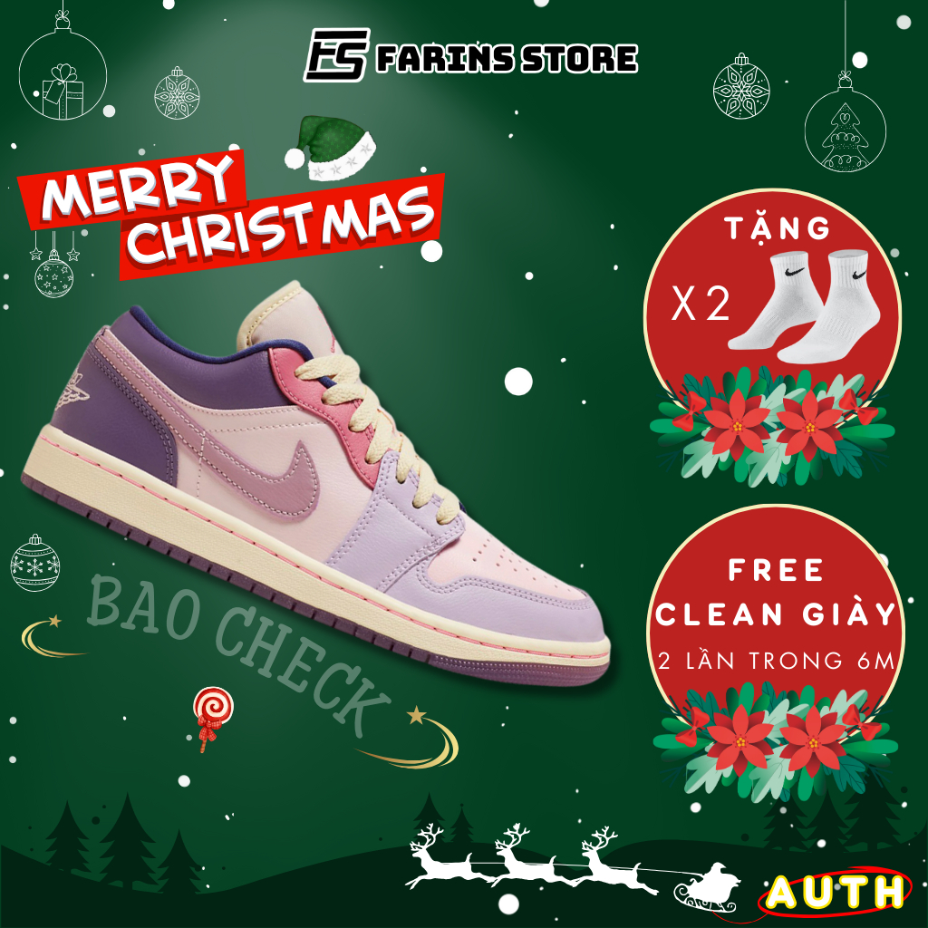 Giày Air Jordan 1 Low Pastel Purple DZ2768-651 Auth Cho Nam Nữ, Jordan 1 Low Real Fullbox Farins Store