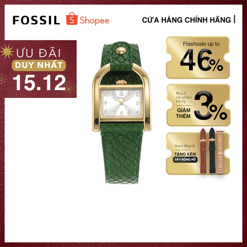 Đồng hồ nữ Fossil Harwell ES5267 dây da, màu xanh lá