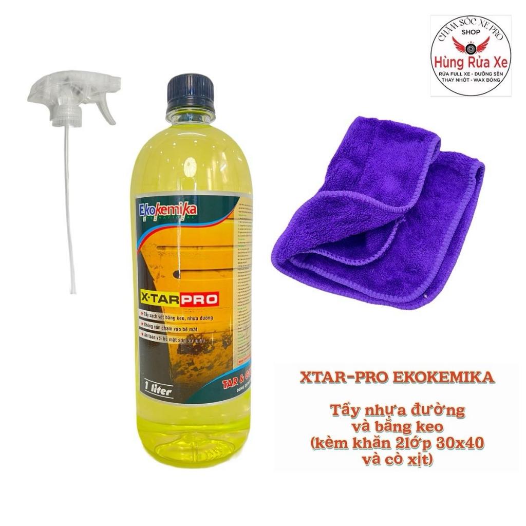 Ekokemika X TARPRO dung tích (1 lít) Tẩy sạch các vết băng keo,nhựa đường, kèm 1 cò xịt và 1 khăn lau 2 lớp