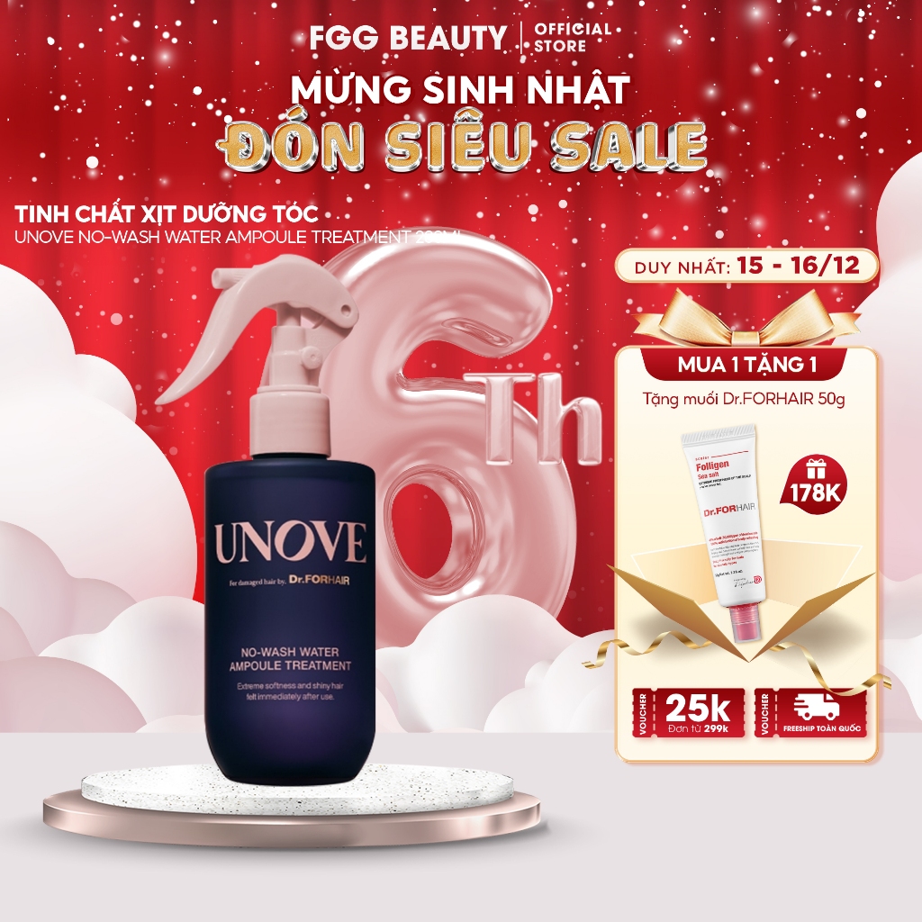 Tinh chất xịt dưỡng bảo vệ tóc cao cấp Hàn Quốc UNOVE No-Wash Ampoule Treatment 200ml