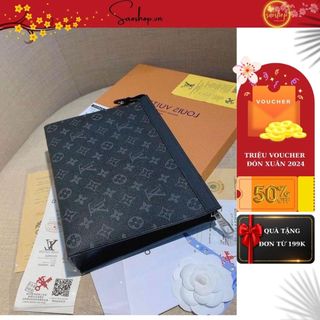 Ví cầm tay lv nam cao cấp fullbox xịn, chất da bò mềm sụn