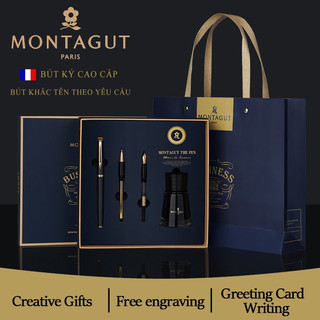 Set bút mực ký Montagut 2k7, bằng kim loại cao cấp chính hãng, làm quà tặng, bút ký khắc tên - Fullbox