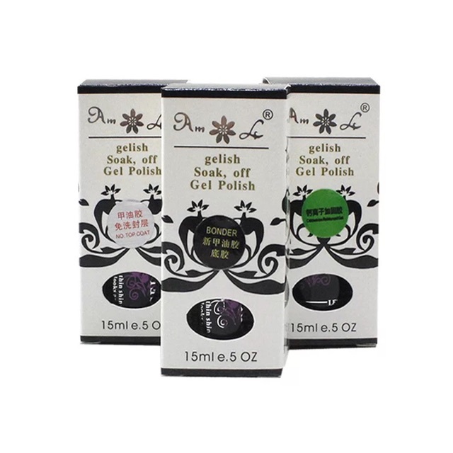 Base, top, cứng móng gellish đen, bộ 3 hoa hồng đen