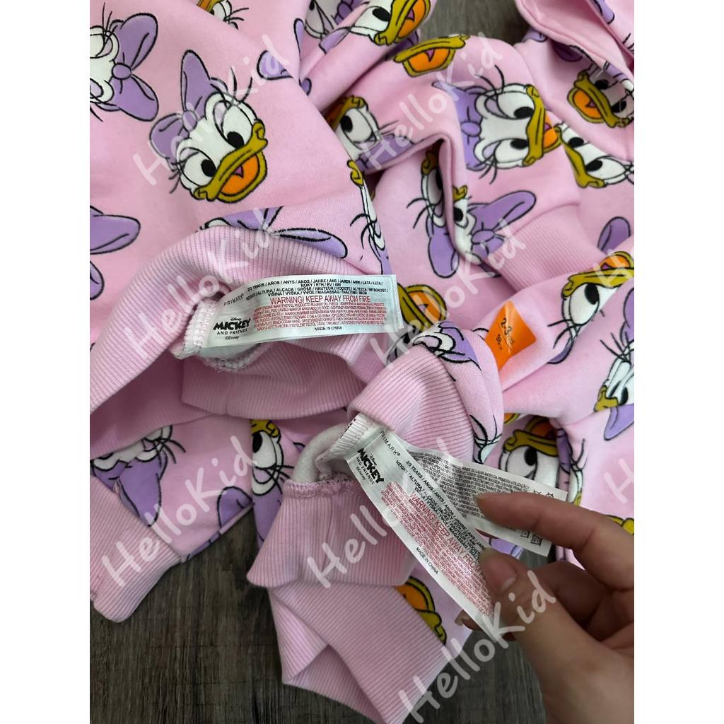 Áo nỉ hoodie nhiều hình daisy hồng prima cho bé