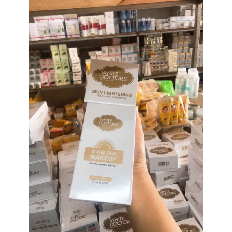 BỘ ĐÔI KEM WHITE DOCTOR SUNBLOCK MAKEUP CHỐNG NẮNG DƯỠNG DA VÀ SKIN LIGHTENING  DƯỠNG TRẮNG DA 40G