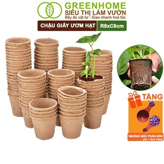 50 Chậu Trồng Cây Greenhome, D8xR8cm, Bằng Giấy Tự Phân Huỷ, Ươm Hạt Giống, Tiện Lợi, Thân Thiện