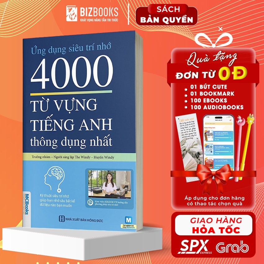 Sách - Ứng Dụng Siêu Trí Nhớ 4000 Từ Vựng Tiếng Anh Thông Dụng Nhất Dành Cho Người Học Cơ Bản - Học Kèm App Online