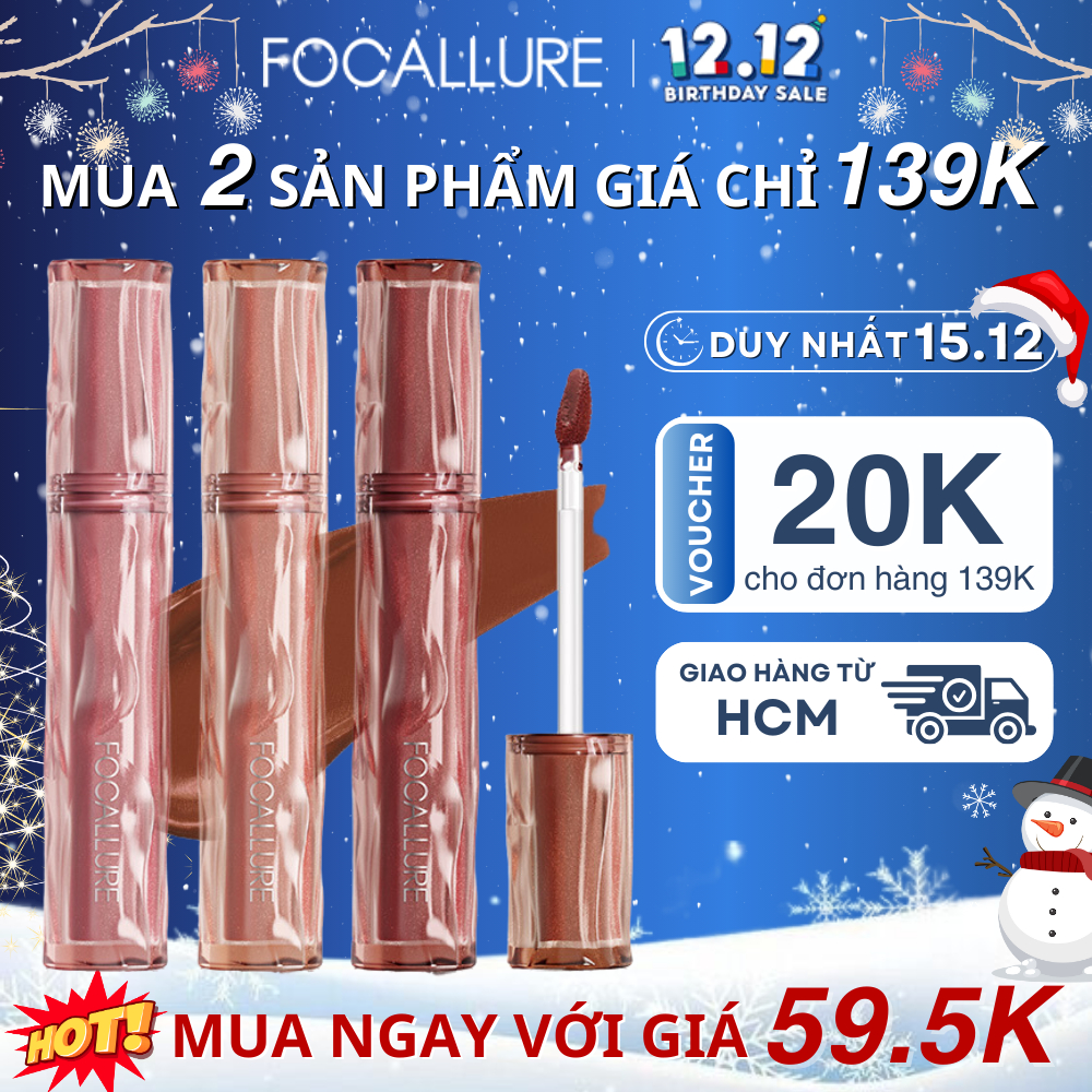 FOCALLURE Son Kem Nhung Lì Mềm Mịn Thoáng Khí Cảm Giác Nhẹ Dưỡng Ẩm Lâu Trôi - 2G