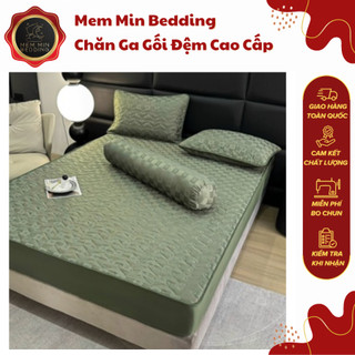 Sét ga gối lụa silk 4 món ga tặng vỏ ôm ga được trần bằng lớp bông cao cấp mềm mại - memminbedding