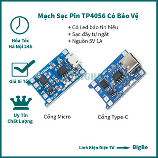 Mạch sạc pin tp4056 - sạc pin lithium 18650 - lion 3v7- 4v2 cổng micro/type-c có bảo vệ