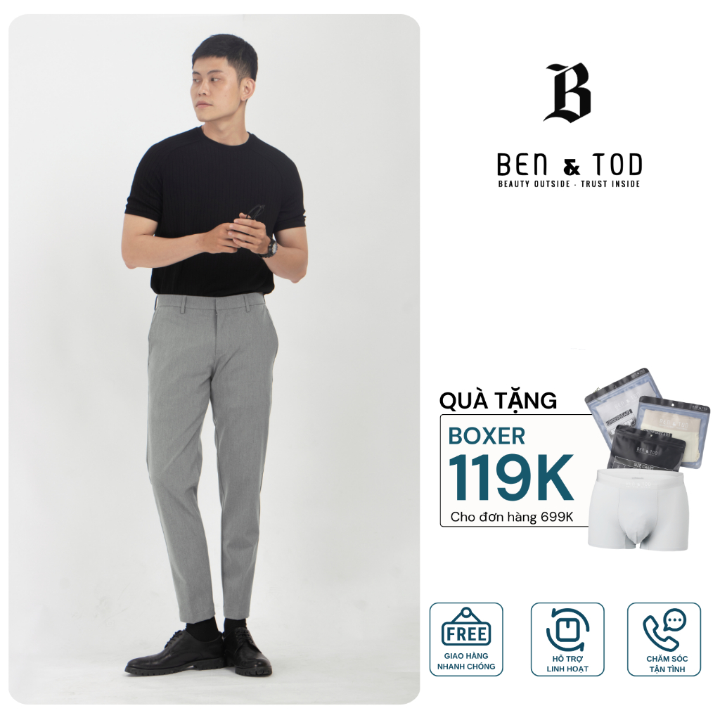 [Mã FADEP2212 giảm 10k đơn từ 99k] Quần Tây Nam BEN & TOD x S.CONCEPT trơn nam tính co giãn basic năng động