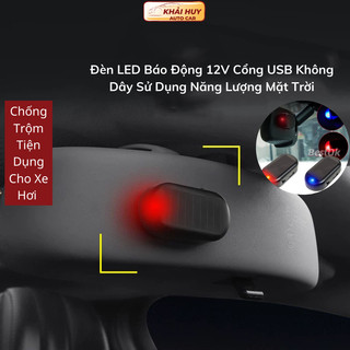 Đèn LED Báo Động 12V Cổng USB Không Dây Sử Dụng Năng Lượng Mặt Trời Chống Trộm Tiện Dụng Cho Xe Hơi khaihuyauto