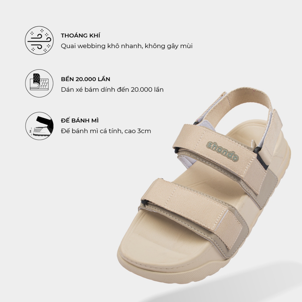 Giày Platy Nam Nữ SHONDO Êm, Thời Trang Thích Hợp Đi Học, Đi Chơi Be Phối Rêu PLA2545