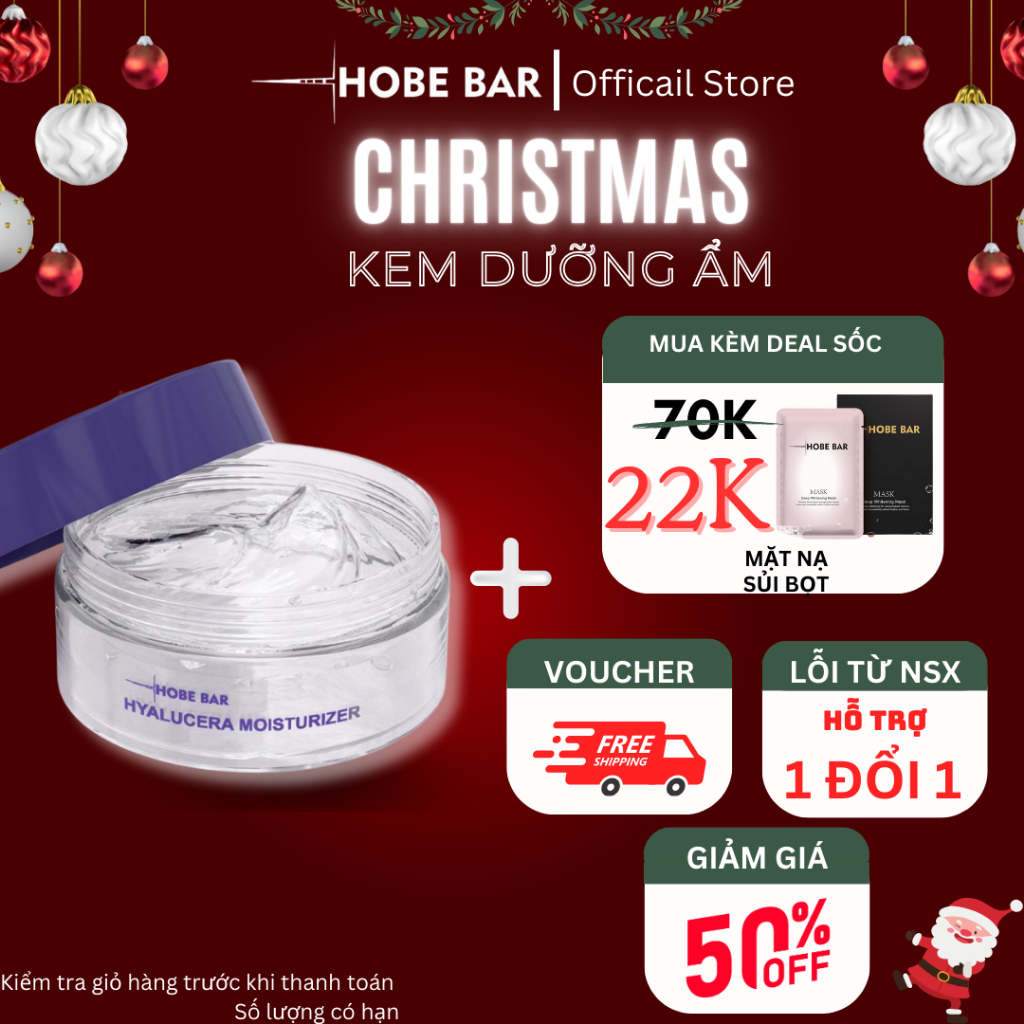 Kem dưỡng ẩm HOBEBAR 55ml sáng da nâng tone tức thì, siêu phục hồi dưỡng ẩm mờ thâm kiểm soát dầu thừa, ngừa mụn trở lại