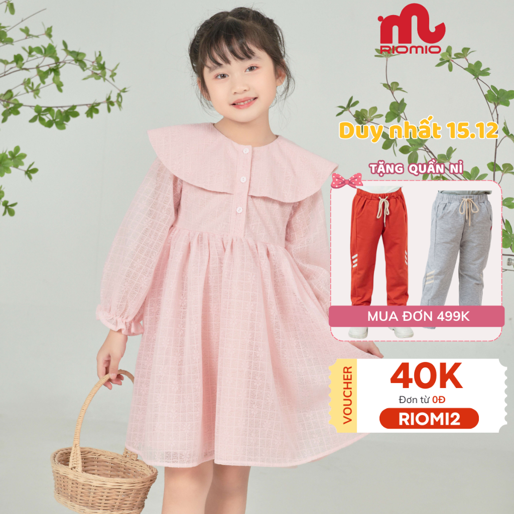 Váy bé gái thu đông Riomio dáng xòe babydoll vải tơ họa tiết hoa chất siêu mềm cho bé từ 3,4,5,6,7,8,9,10,11 tuổi RV351