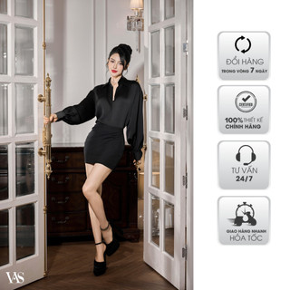 Áo sơ mi nữ VANANHSCARLET lụa tay bồng SA46S23