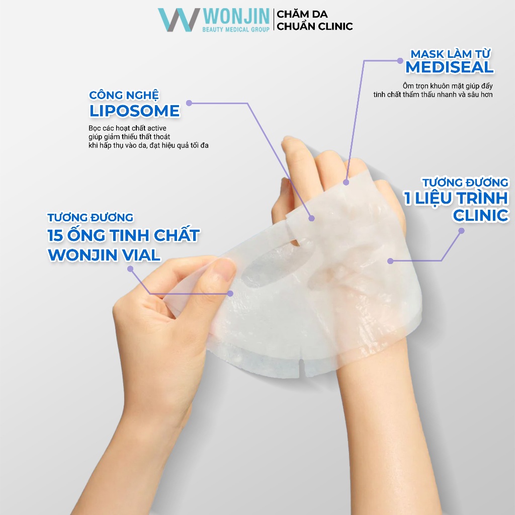 Combo 10 Mặt Nạ Truyền HA Cấp Ẩm Chuyên Sâu WonJin Effect Hydro Rise Hyaluronic Mask 30g