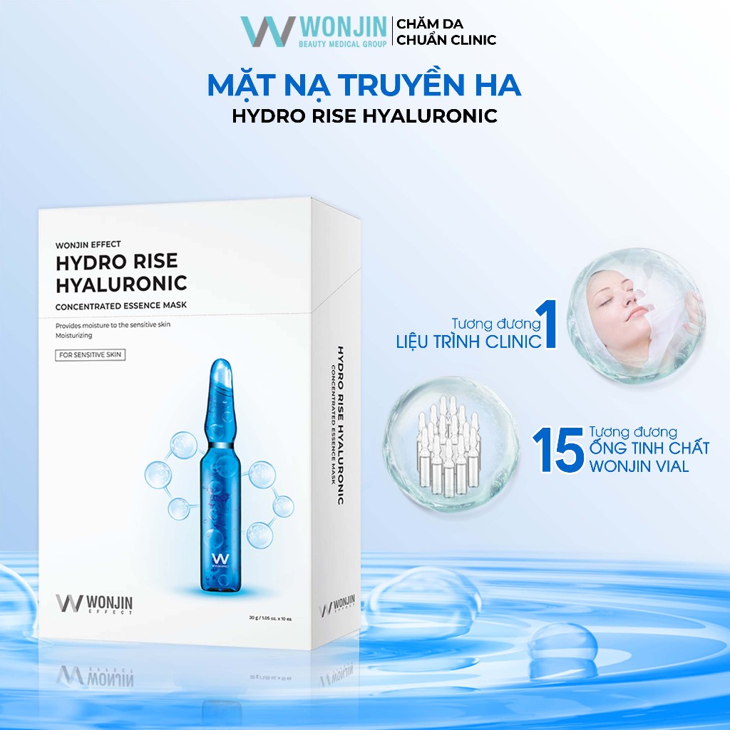 [B1] Combo 10 Mặt Nạ Truyền HA Cấp Ẩm Chuyên Sâu WonJin Effect Hydro Rise Hyaluronic Mask 30g