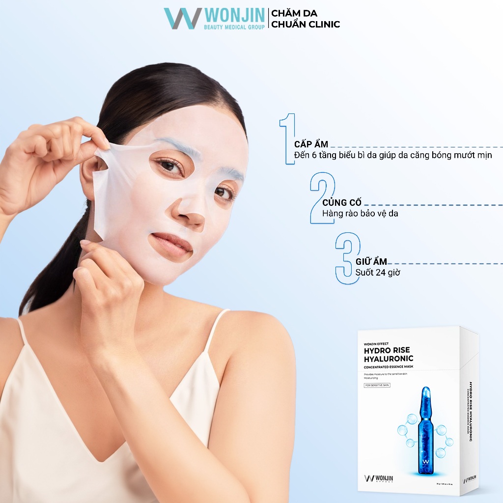 [B1] Combo 10 Mặt Nạ Truyền HA Cấp Ẩm Chuyên Sâu WonJin Effect Hydro Rise Hyaluronic Mask 30g