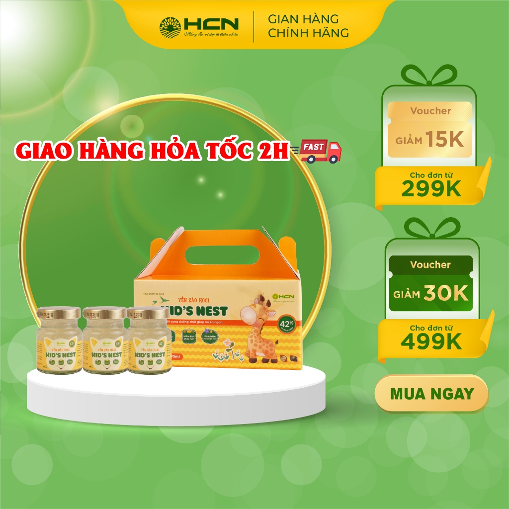 1 Thùng 10 Hộp 60 Hũ Yến Sào Kid's Nest Giúp Trẻ Ăn Ngon Ngủ Ngon Tăng Sức Đề Kháng Hộp 6 Hũ x 60ml