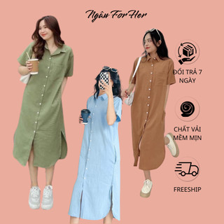 Fabri dress- đầm sơ mi dáng suông, đầm dài có cổ