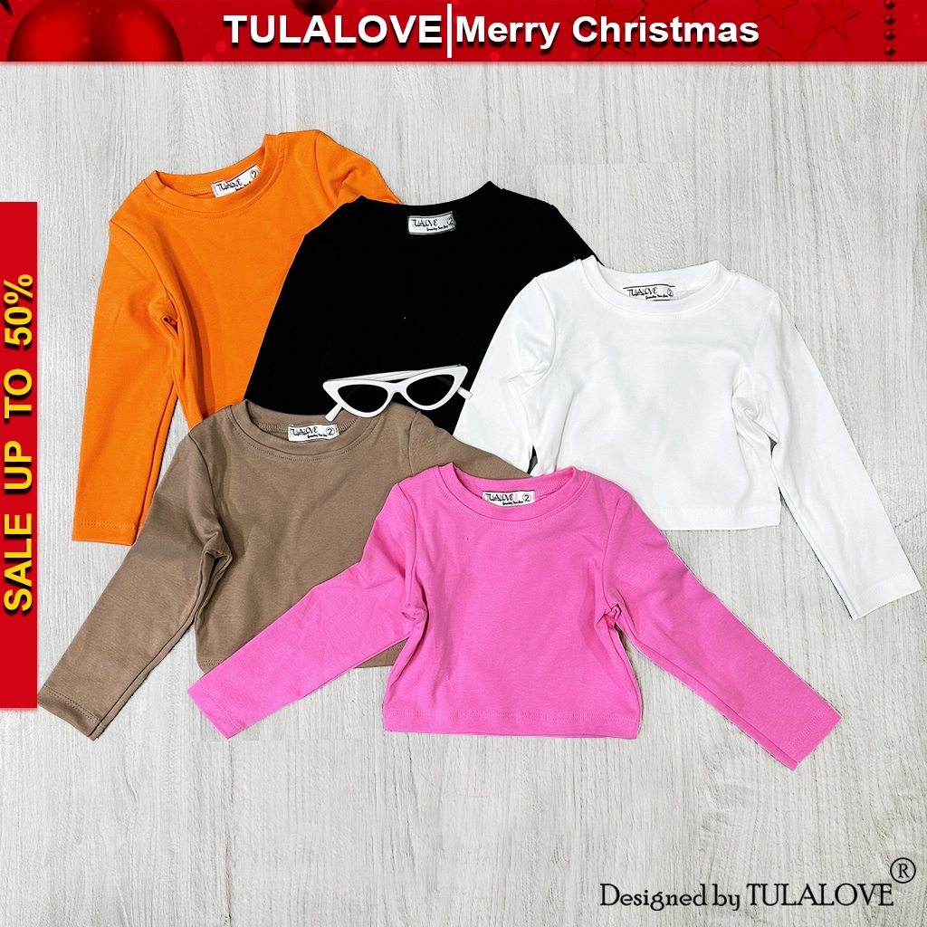 Áo Croptop Dài Tay Cho Bé Gái Màu Xinh Xắn áo croptop Tulalove