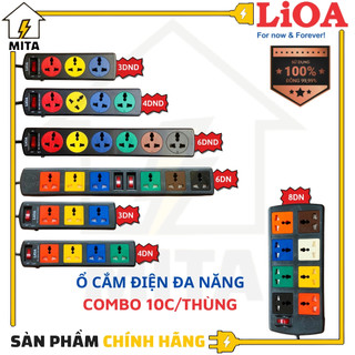 Combo 10 cái ổ cắm điện lioa đa năng 3 lỗ, 4 lỗ, 6 lỗ, 8 lỗ dây dài 3m/5m - mita