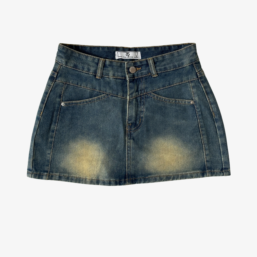 Chân váy jean màu jean ánh rêu TiQi Jeans V1-333