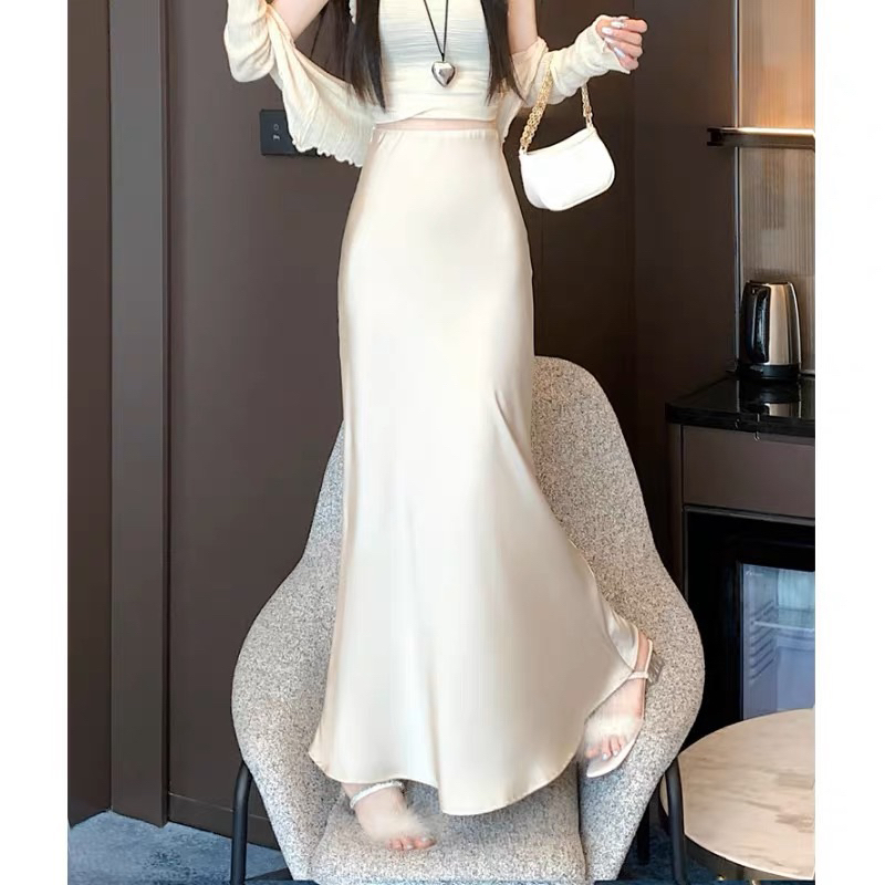 Chân váy lụa dài YUNA dáng đuôi cá Hàn Quốc CV003