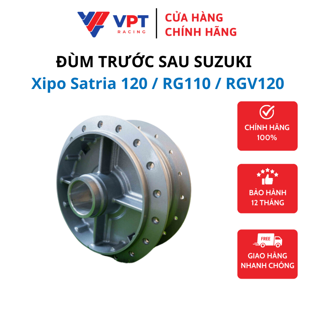 Đùm trước sau Suzuki cho xe Xipo Satria 120 / RG 110 / RGV 120 Màu Bạc