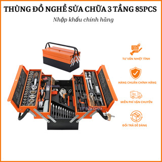 Thùng đồ nghề sửa chữa 3 tầng 85pcs nhập khẩu chính hãng, bộ dụng cụ sửa chữa chuyên dụng, hàng chuẩn loại xịn
