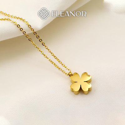 Dây chuyền nữ titan Eleanor Accessories hình cỏ 4 lá vòng cổ basic phụ kiện trang sức 7108