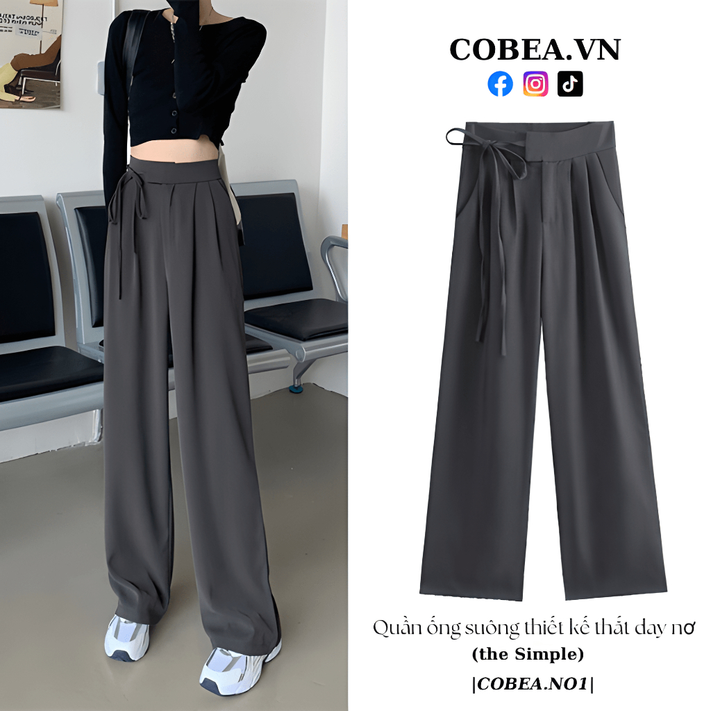 Quần ống rộng thiết kế thắt dây nơ siêu dễ thương, chất vải ruby cao cấp, đường may gia công tỉ mỉ, hack dáng cực xinh
