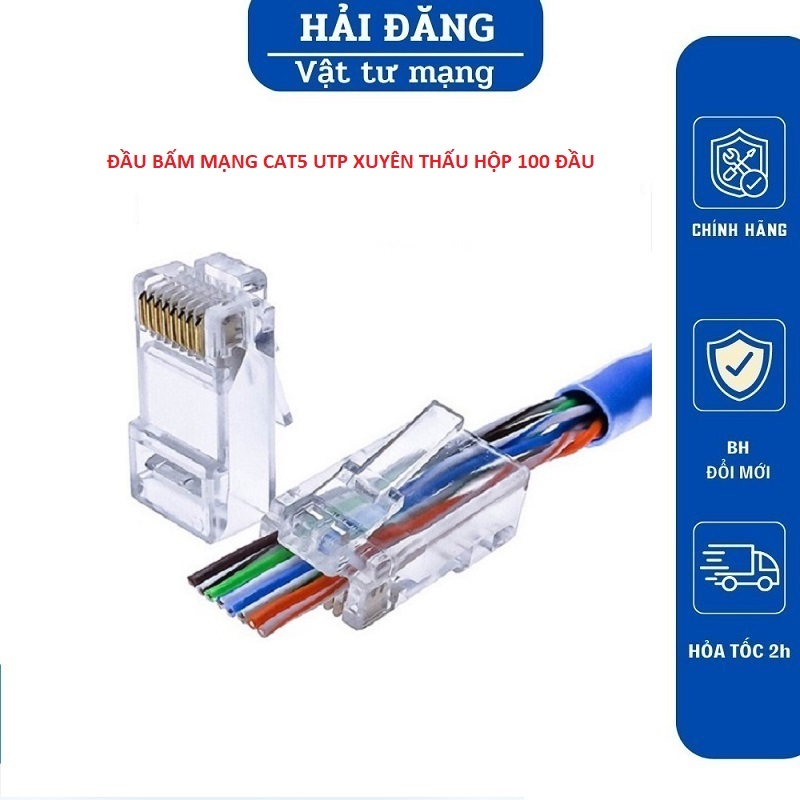 Đầu bấm,hat mạng Cat5 UTP,RJ45 xuyên thấu Hãng Commscope.