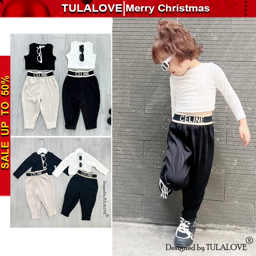 Quần Dài Bé Gái Dáng Baggy, Áo Croptop Cho Bé Gái Tulalove