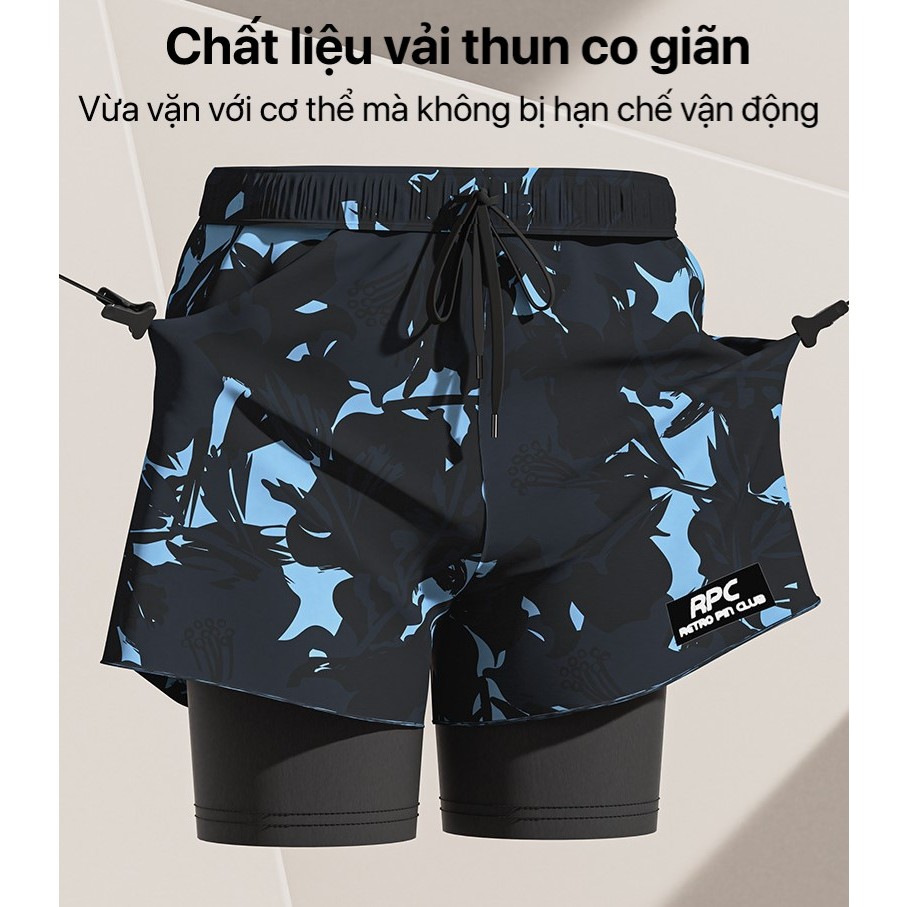 Quần bơi nam 2 lớp, Quần thể thao chống lộ ống suông YUKE, Đã kiểm định chất lượng | BigBuy360 - bigbuy360.vn