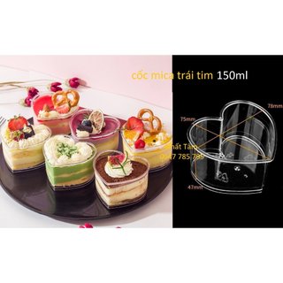 Cốc nhựa đựng bánh mousse hình tim, vuông