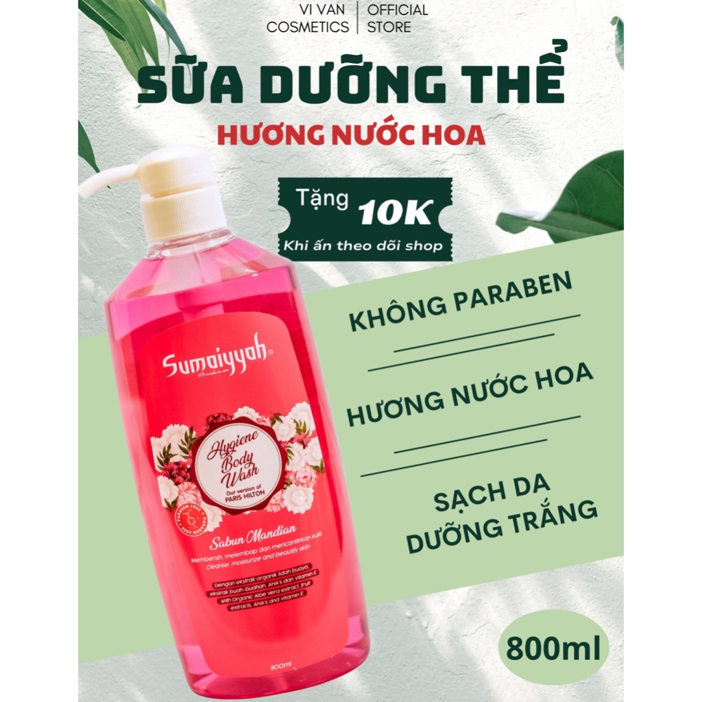 Sữa Tắm Hương Nước Hoa 24G SUMAIYYAH HYGIENE BODY WASH 800ML I Dạng GeL Tắm Hữu Cơ ,Cấp Ẩm và Trắng Da- ( Vivan _ Cosmet