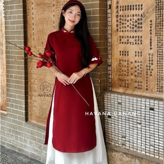    HÀNG CÓ SẴN TẶNG KÈM VÁY  Sét áo dài cách tân nhung thêu hoa kèm chân váy voan tơ HAVANA AD22 