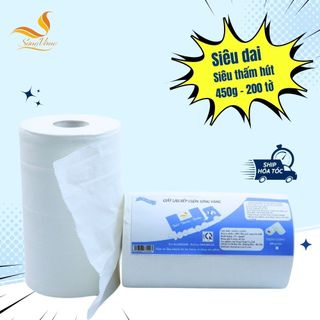 Giấy lau bếp đa năng SÓNG VÀNG cuộn 450g siêu tiết kiệm 200 tờ/cuộn