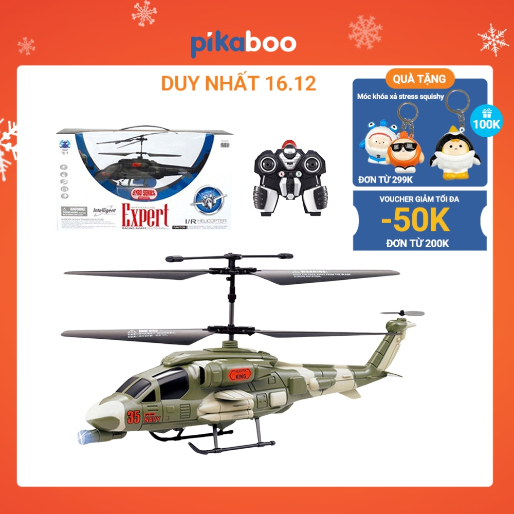 Đồ chơi máy bay điều khiển từ xa Pikaboo, trực thăng đặc nhiệm chiến đấu DK81192 chất liệu nhựa cao cấp an toàn cho bé