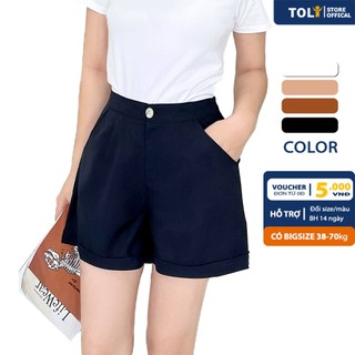 Quần short nữ TOLI, ống rộng thời trang, vải For mềm mịn, mặt sau có thun ôm vùng eo 