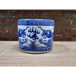 Bát nhang (bát hương), vẽ rồng, men lam, phi 16, 18cm