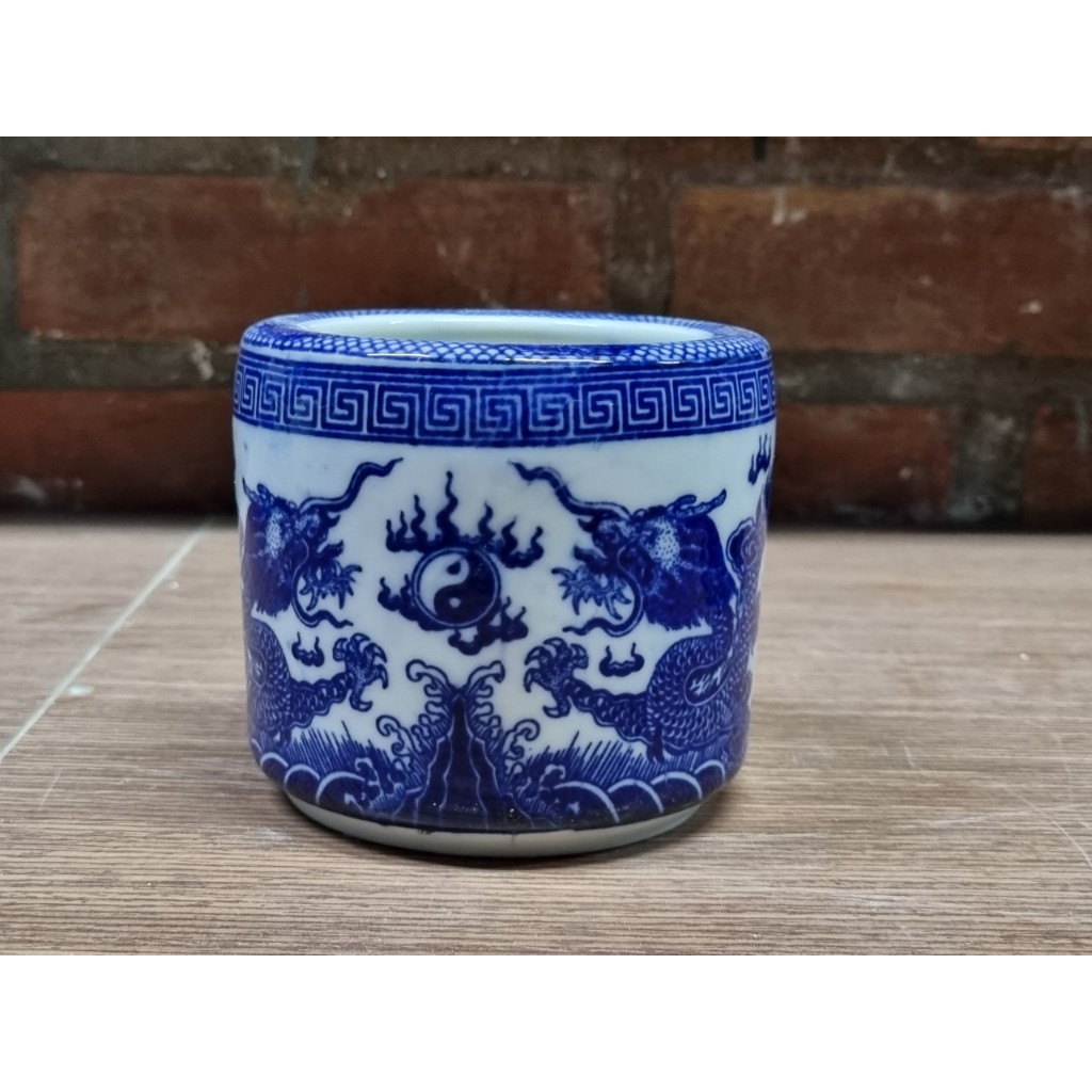Bát nhang (bát hương), vẽ rồng, men lam, phi 16, 18cm