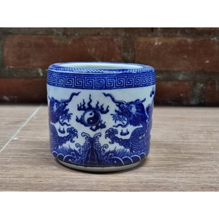 Bát nhang , vẽ rồng, men lam, phi 16, 18cm