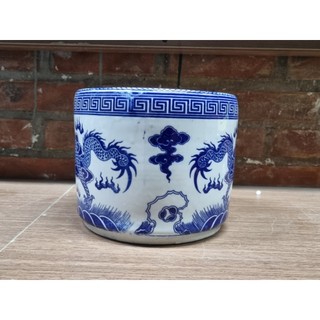 Bát nhang (bát hương), vẽ rồng, men lam, phi 16, 18cm