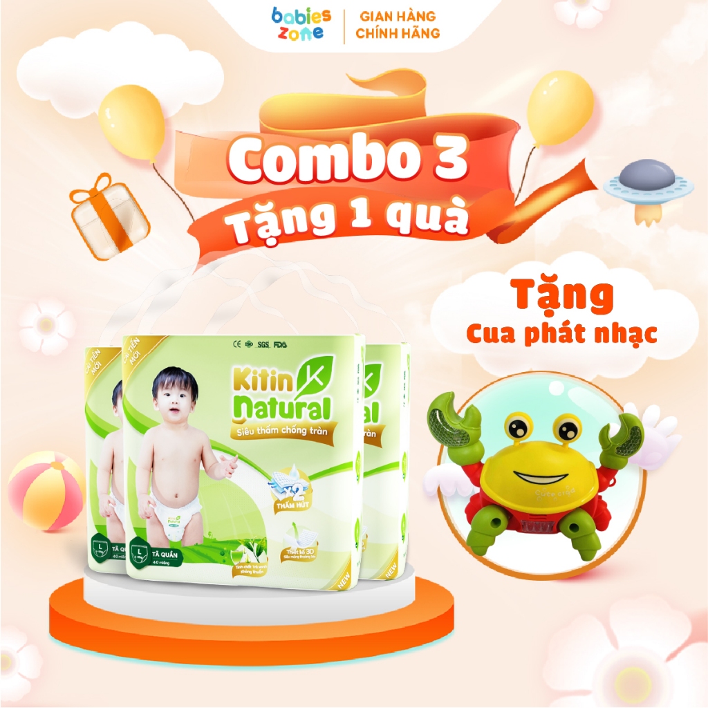Tã Bỉm Quần Kitin Natural size M, L, XL, 2XL, 3XL tinh chất trà xanh kháng khuẩn