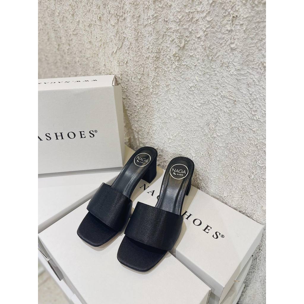 GUỐC ĐEN NAGASHOES 3CM QUAI LỤA NAD275