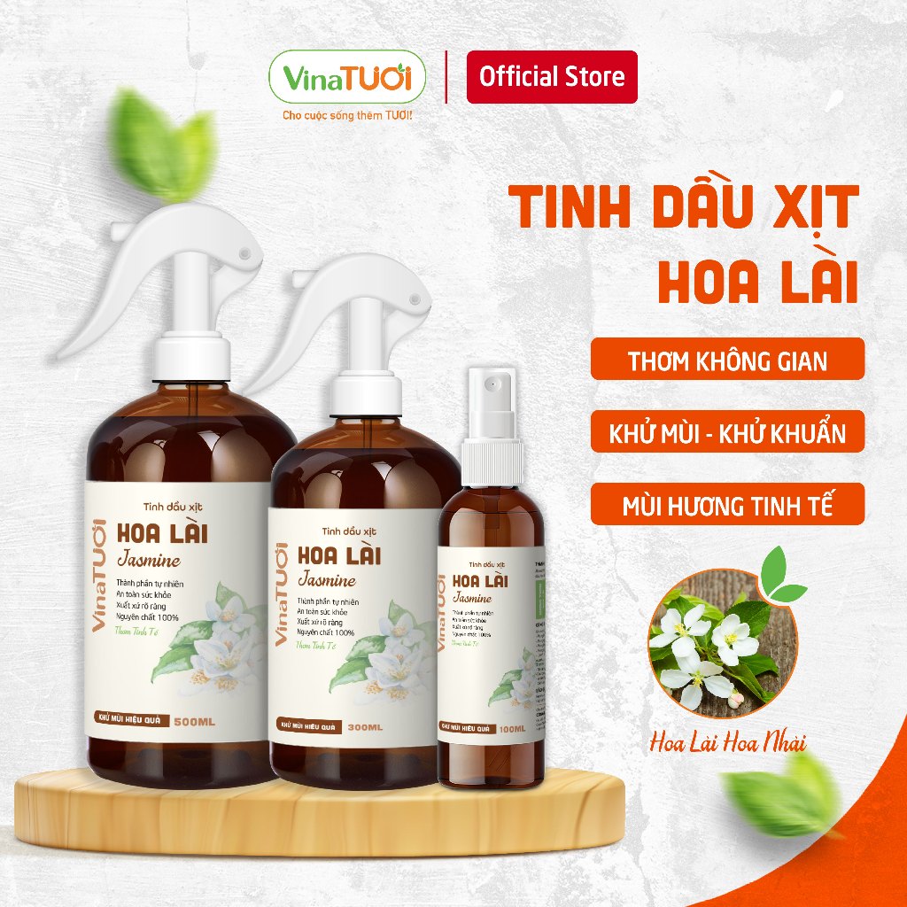Chai Xịt Khử Mùi Phòng Thơm Tinh Dầu Hoa Lài VINA TƯƠI 100ml/500ml Hương Thơm Hoa Nhài Tinh Tế