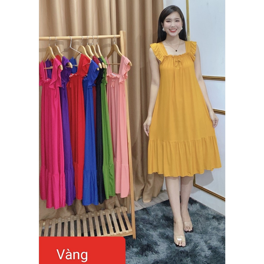 💖(40-95kg) Đầm Cánh Tiên Thun Lạnh Phối Bèo Siêu Xinh Có Bigsize ❤️